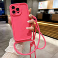 Phone Case for Iphone 14 13 15 16 Pro Max 17 Air 16E 12 11 X XS 8 plus SE2022 Crossbody Adjustable Lanyard Strap Rope Soft Cover