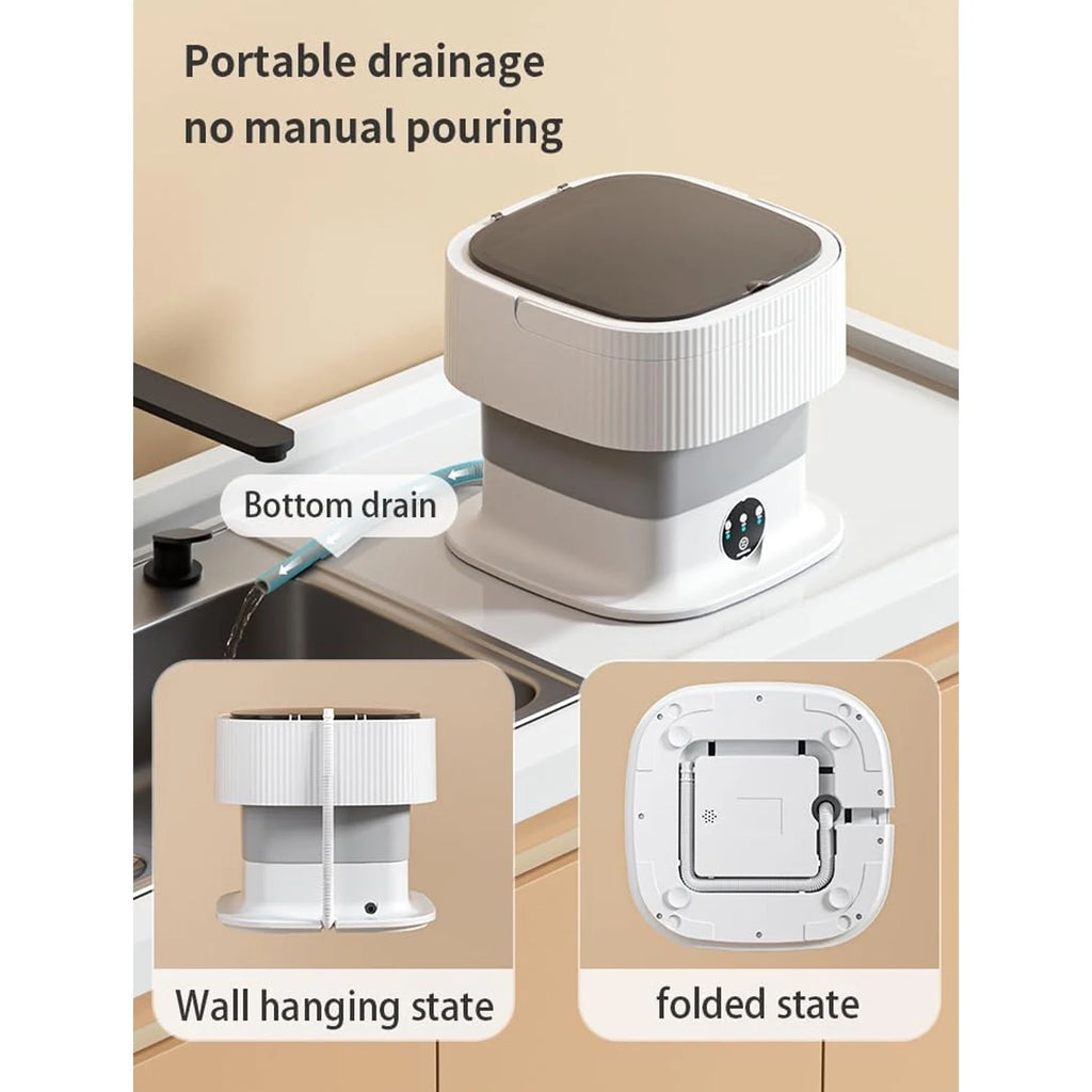 Portable Washing Machine, 10L Large Capacity Foldable Washing Machine ,Mini Washing Machine with 3 Modes Deep Cleaning for Underwear,Underpants,Socks,Baby Clothes,Pet Supplies-Grey