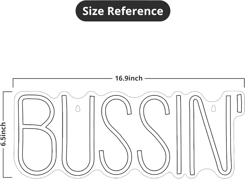 Bussin Neon Sign - Meme Bussin Led Neon Lights for Gamers/Streamers/Influencers – Cool Trendy Led Signs with On/Off Switch for Wall, Bedroom, Game Room Decor - 16.9 X 6.5-Inch