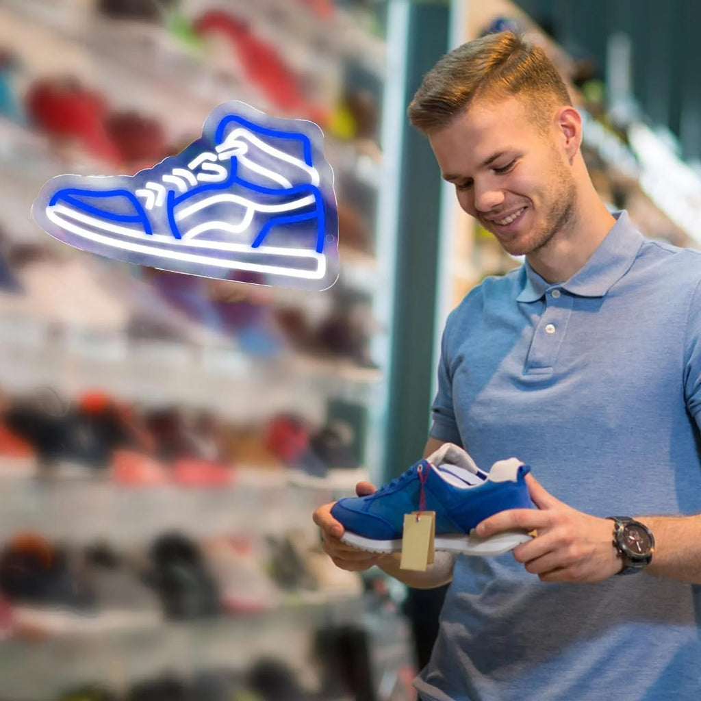 Sneaker Neon Sign,Dimmable Sports Shoe Neon Light for Bedroom,Game Room,Man Cave,Home Party Birthday Party Bar Decor Gift(Blue)