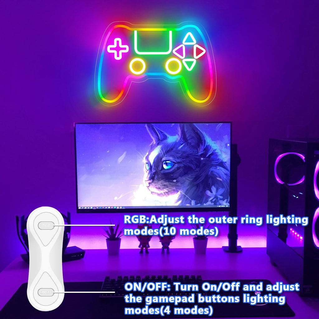 Gamer Neon Sign, LED Game Controller Gamepad Gaming Neon Light Sign for Game ...