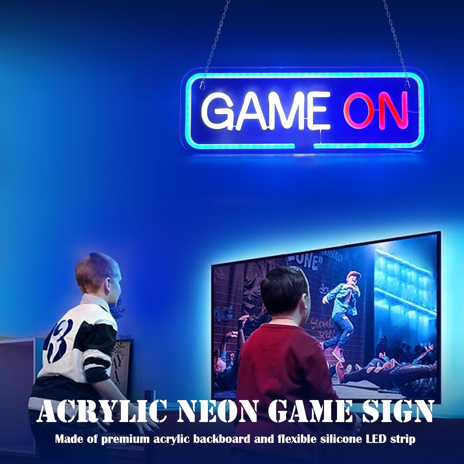 Neon Signs Beadroom Decoration Neon Lights Wired USB with Switch Acrylic LED Light Signs Wall Decor for Kids Teen Gamer Bedroom Game House PC Room Party Decoration LED Neon Light (GAME ON)