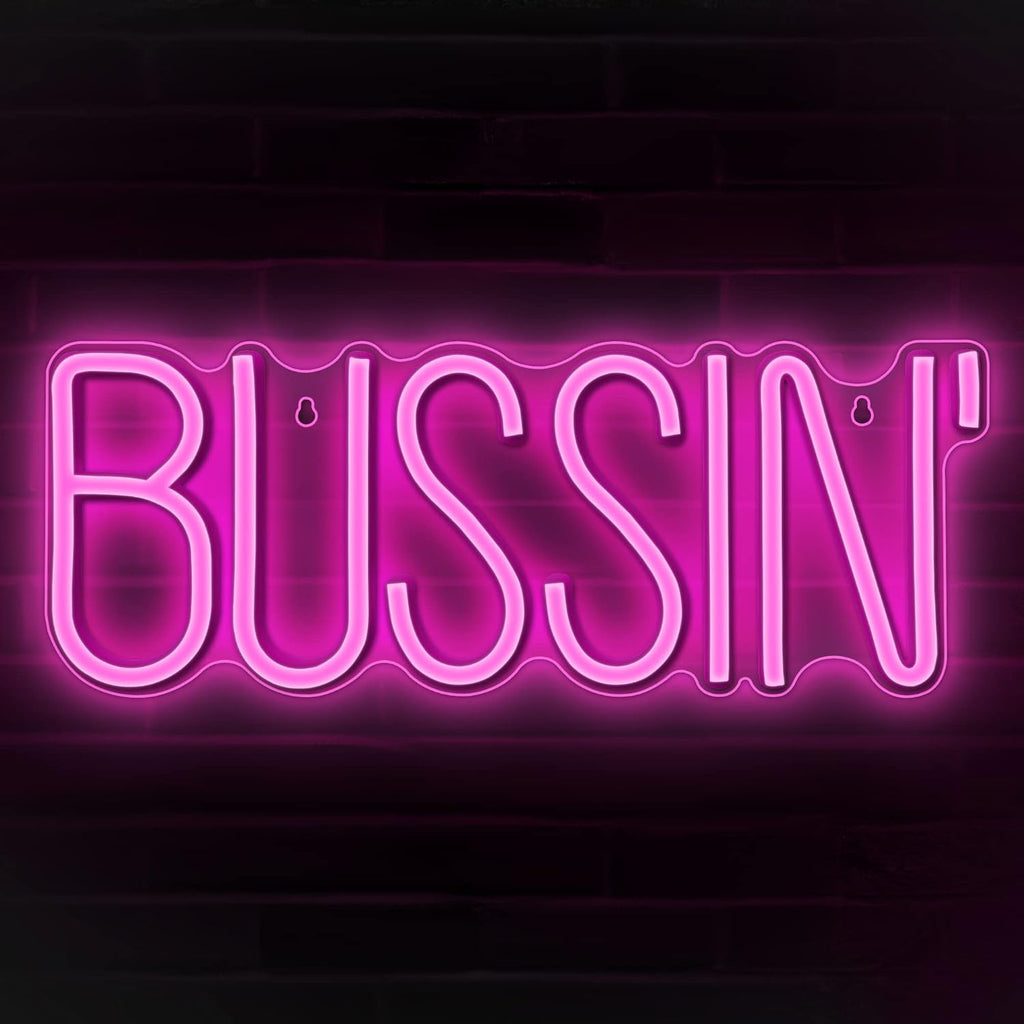 Bussin Neon Sign - Meme Bussin Led Neon Lights for Gamers/Streamers/Influencers – Cool Trendy Led Signs with On/Off Switch for Wall, Bedroom, Game Room Decor - 16.9 X 6.5-Inch