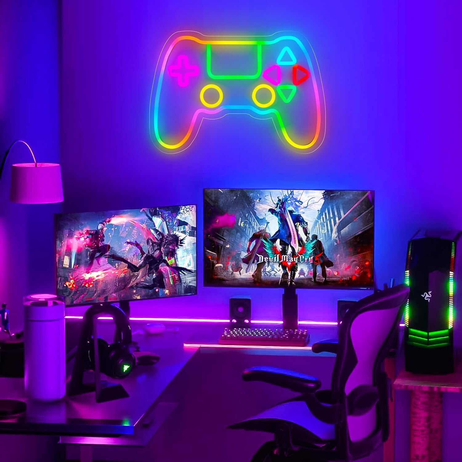 Gamer Neon Sign, LED Game Controller Gamepad Gaming Neon Light Sign for Game ...