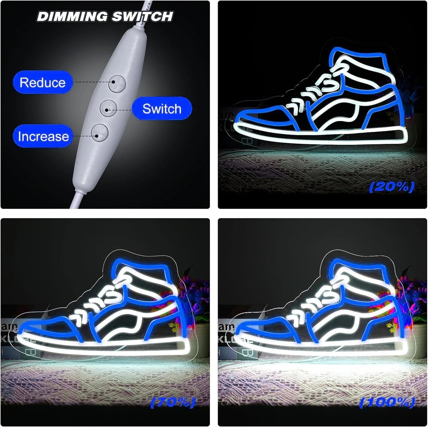 Sneaker Neon Sign,Dimmable Sports Shoe Neon Light for Bedroom,Game Room,Man Cave,Home Party Birthday Party Bar Decor Gift(Blue)