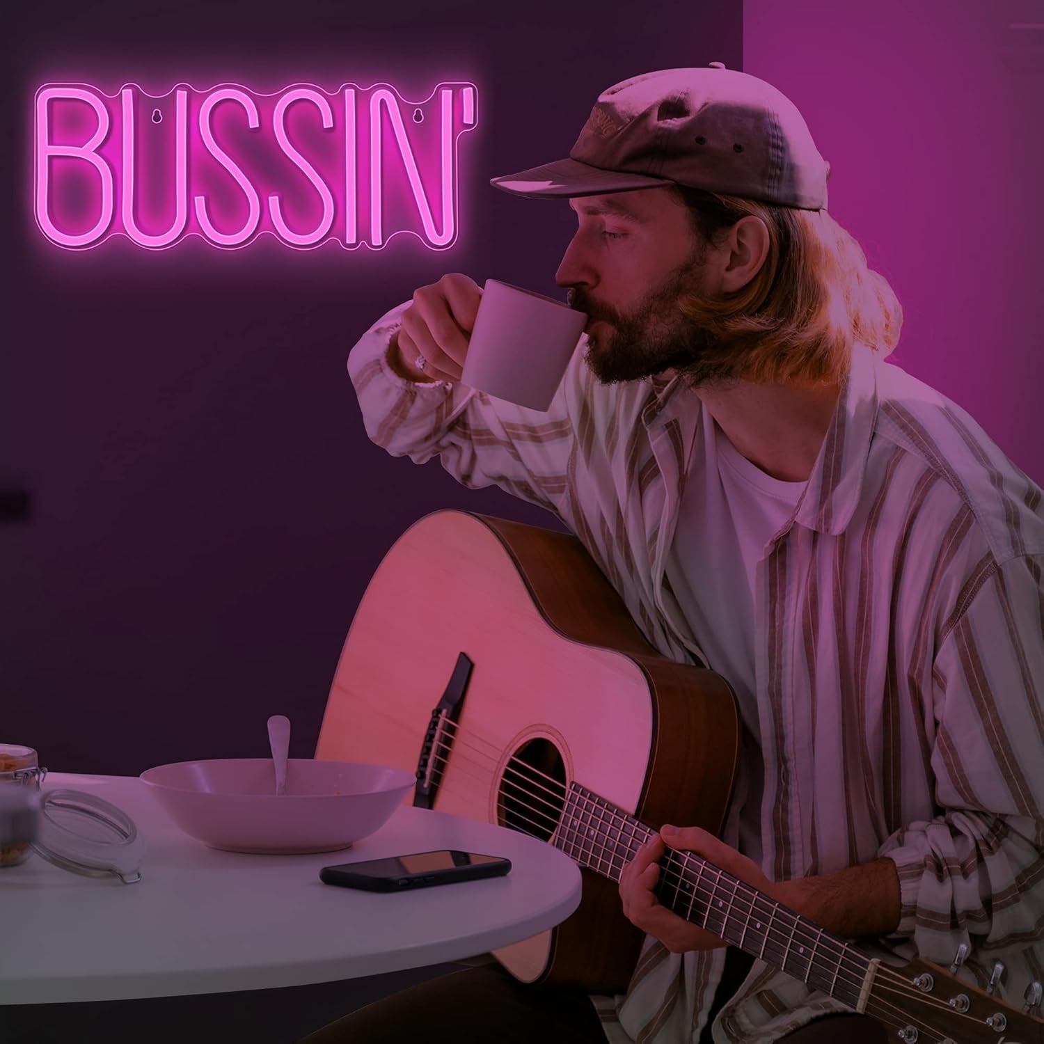 Bussin Neon Sign - Meme Bussin Led Neon Lights for Gamers/Streamers/Influencers – Cool Trendy Led Signs with On/Off Switch for Wall, Bedroom, Game Room Decor - 16.9 X 6.5-Inch