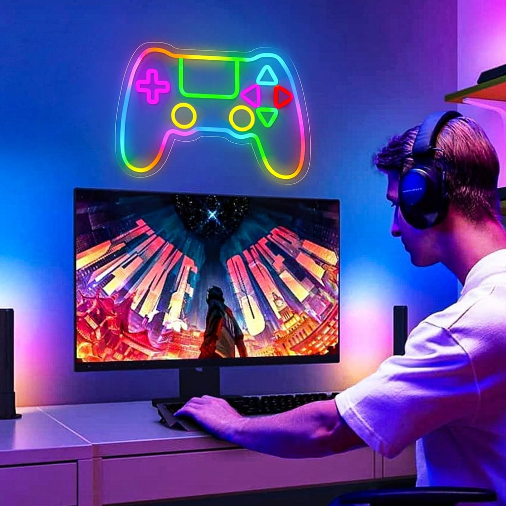 Gamer Neon Sign, LED Game Controller Gamepad Gaming Neon Light Sign for Game ...