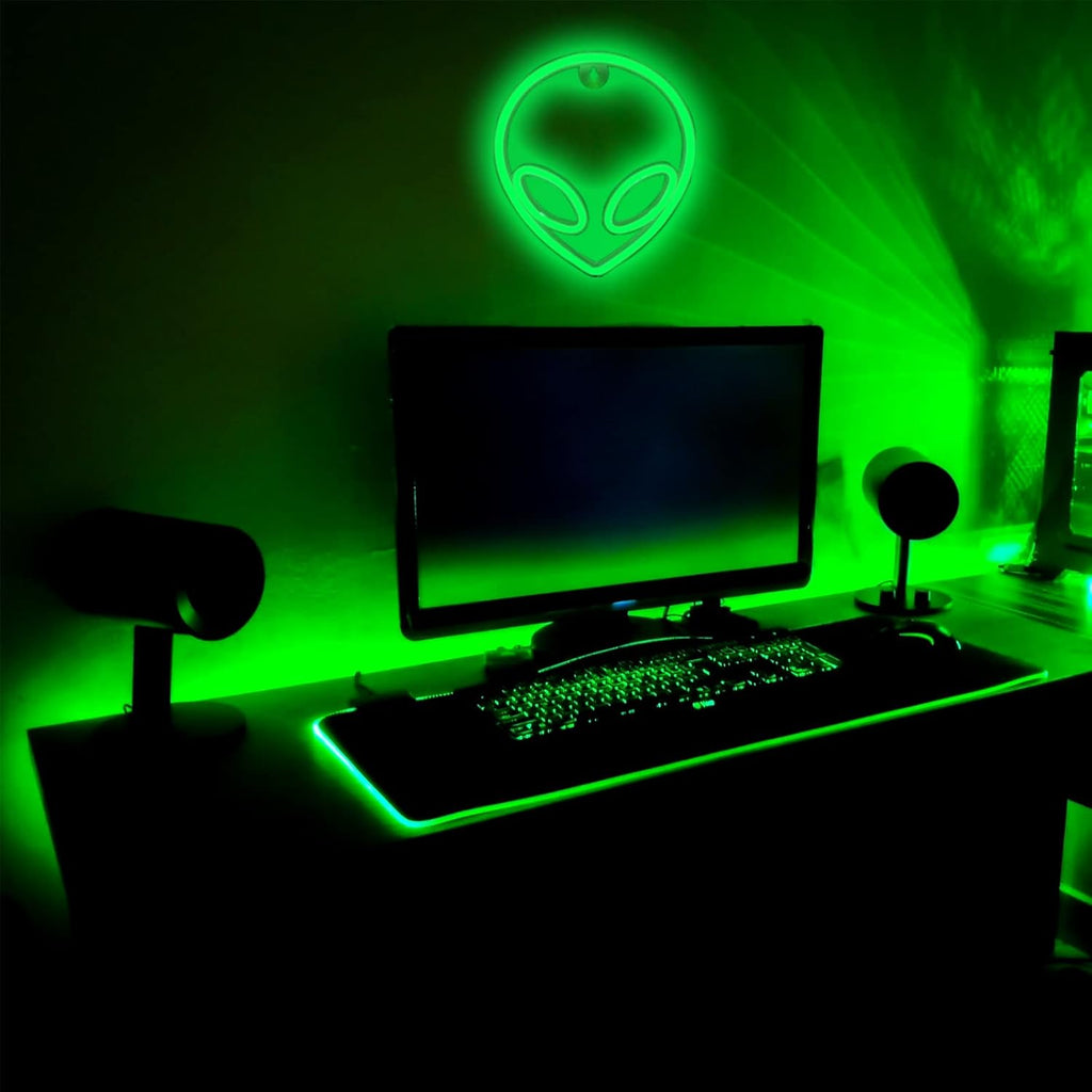 Alien Neon Sign Green LED Alien Neon Light Usb/Battery Operated Cool Alien Light up Sign for Wall Decor Game Room Aesthetic Hanging Light for Man Cave Stuff, Bedroom, Bar
