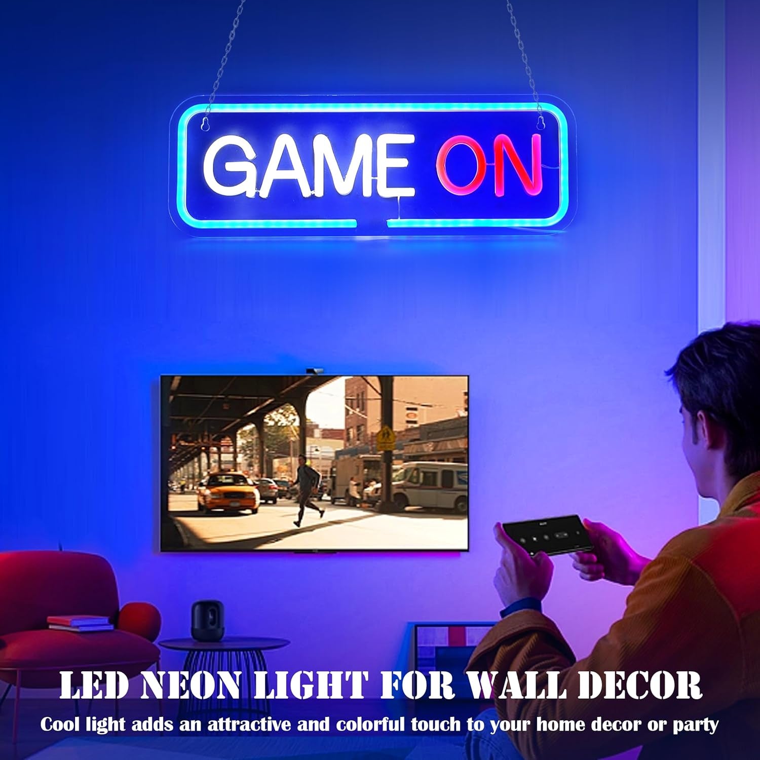 Neon Signs Beadroom Decoration Neon Lights Wired USB with Switch Acrylic LED Light Signs Wall Decor for Kids Teen Gamer Bedroom Game House PC Room Party Decoration LED Neon Light (GAME ON)