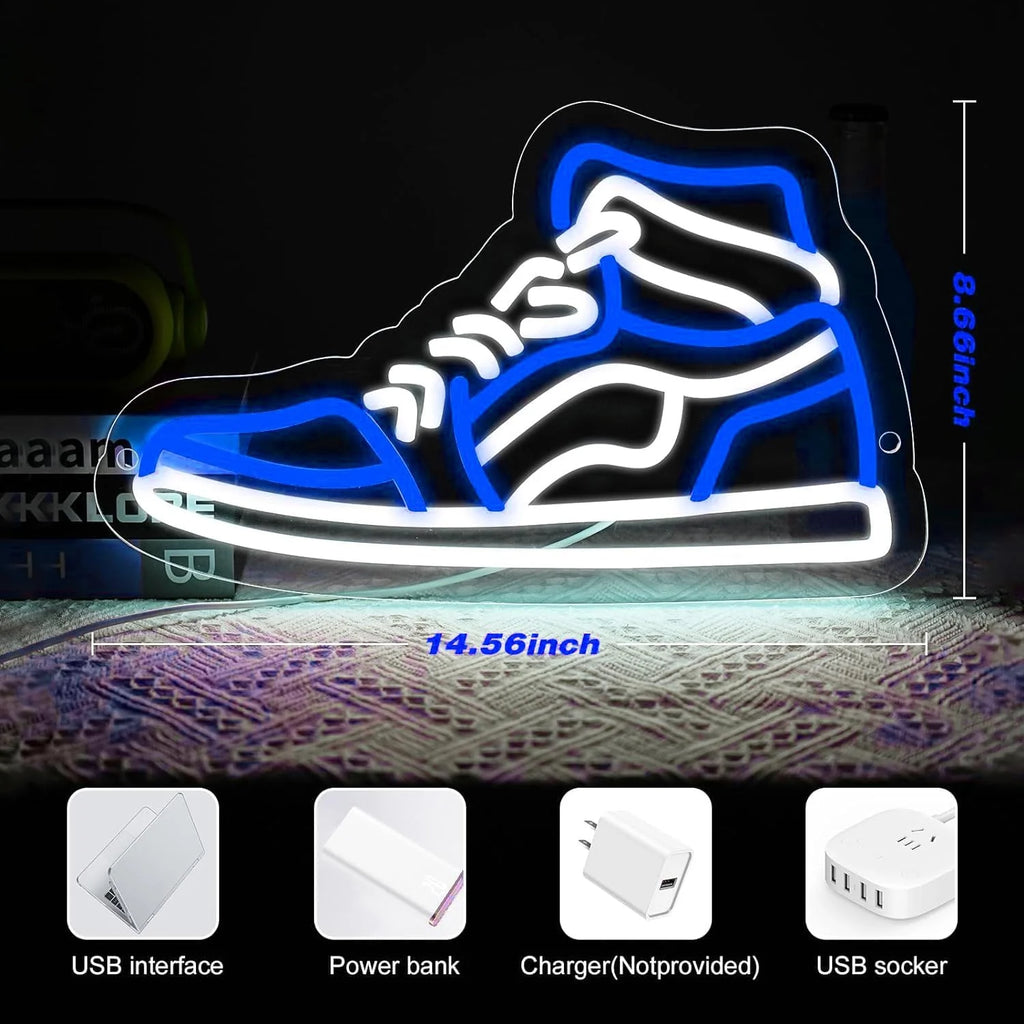 Sneaker Neon Sign,Dimmable Sports Shoe Neon Light for Bedroom,Game Room,Man Cave,Home Party Birthday Party Bar Decor Gift(Blue)