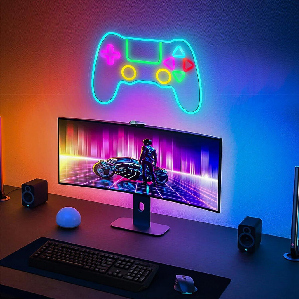 Gamer Neon Sign, LED Game Controller Gamepad Gaming Neon Light Sign for Game ...