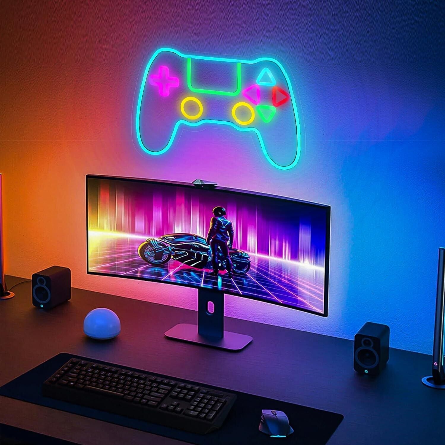 Gamer Neon Sign, LED Game Controller Gamepad Gaming Neon Light Sign for Game ...