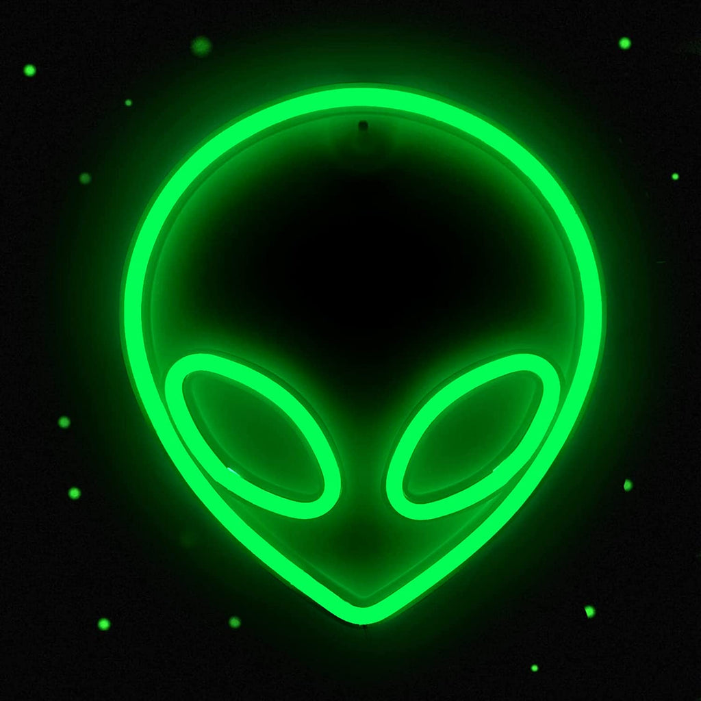 Alien Neon Sign Green LED Alien Neon Light Usb/Battery Operated Cool Alien Light up Sign for Wall Decor Game Room Aesthetic Hanging Light for Man Cave Stuff, Bedroom, Bar