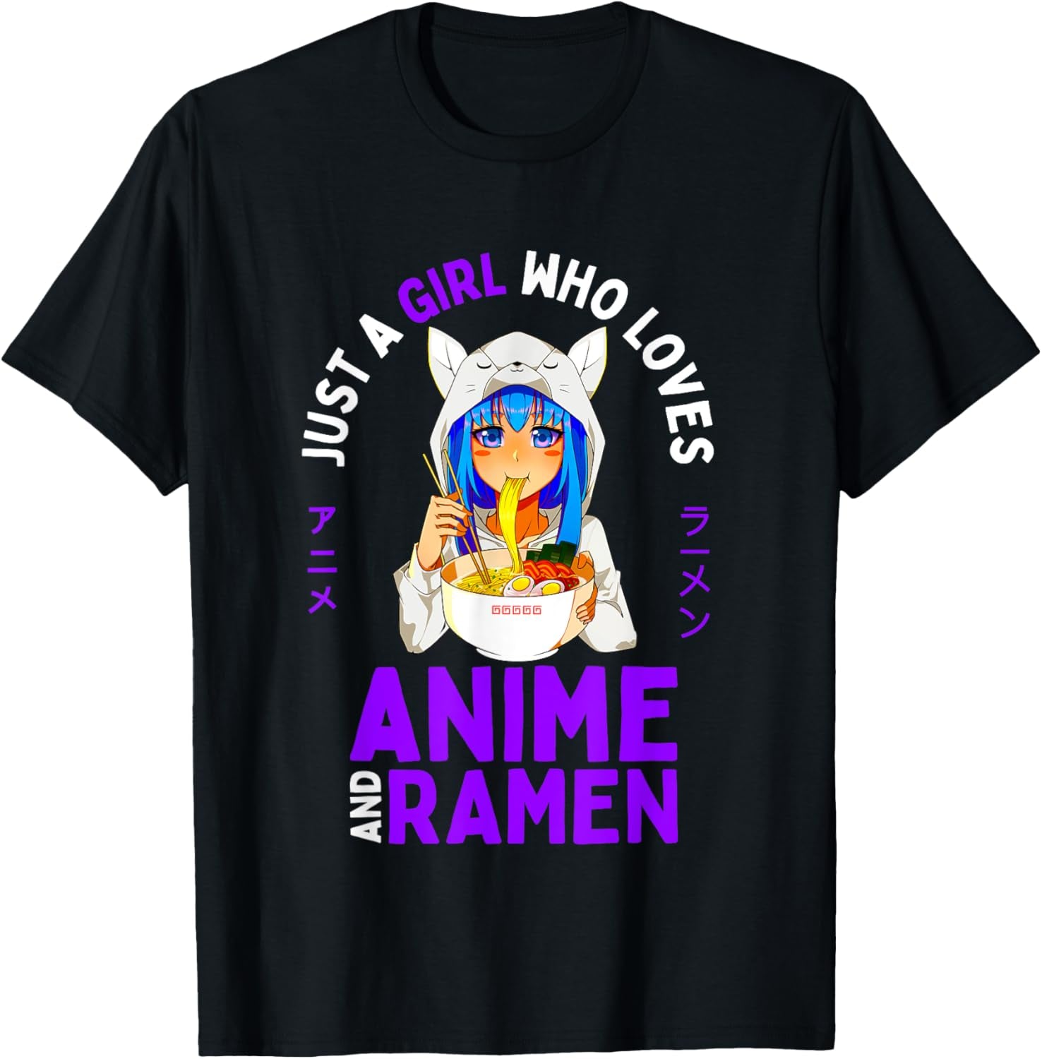 Just a Girl Who Loves Anime and Ramen Teen Girls Japan Merch T-Shirt