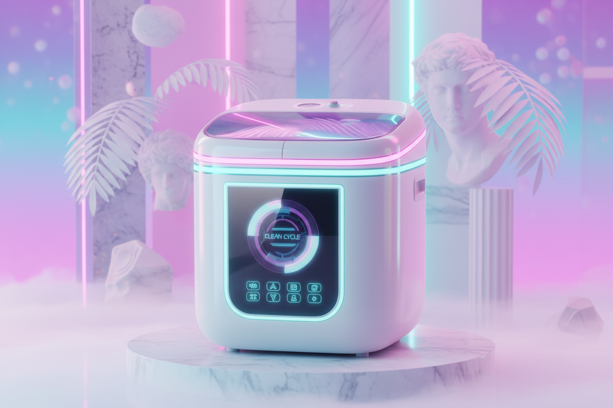 Vaporwave portable washer that’s realistic 